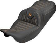 Saddlemen Roadsofa Carbon Fibre Seat No Backrest  For Harley Davidson FLH 1868 ABS 2021 - Black/Orange