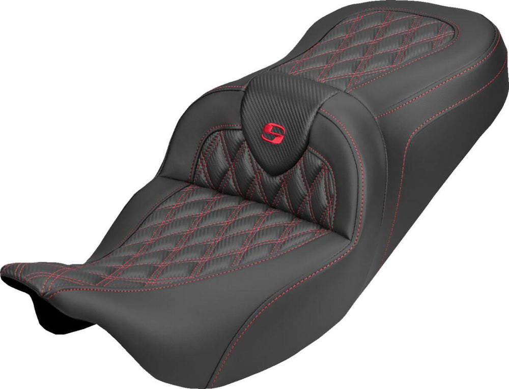 Saddlemen Roadsofa Carbon Fibre Seat For Harley Davidson FLH 1868 ABS 2021 - Black/Red