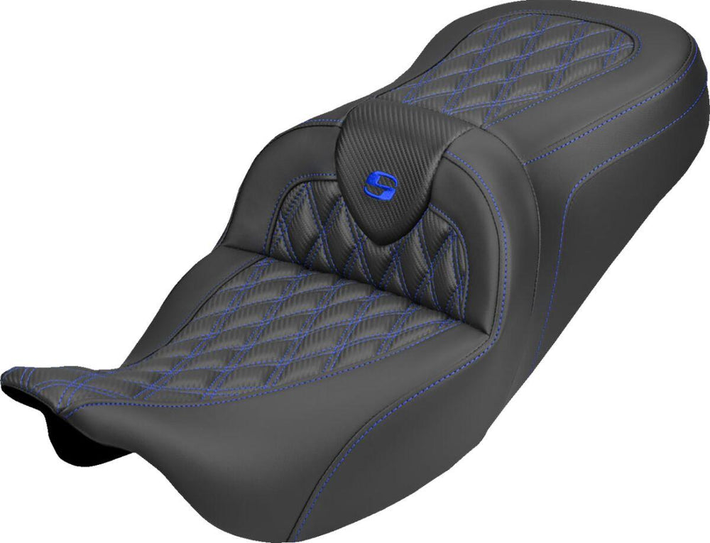 Saddlemen Roadsofa Carbon Fibre Seat For Harley Davidson FLH 1868 ABS 2021 Carbon Fiber - Black/Blue
