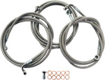 LA Choppers Stainless Steel Brake Hose Kit For Harley Davidson FLD 1690 ABS 2014 12" - 14" - Silver