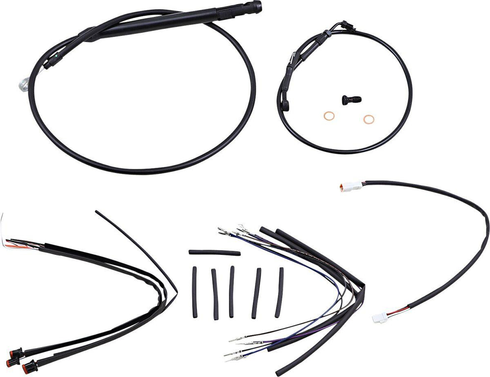 Burly Cable Line Kit for Ape Hanger Handlebars For Harley Davidson FLSB 1750 2019-2024 30.5cm (12") - Black