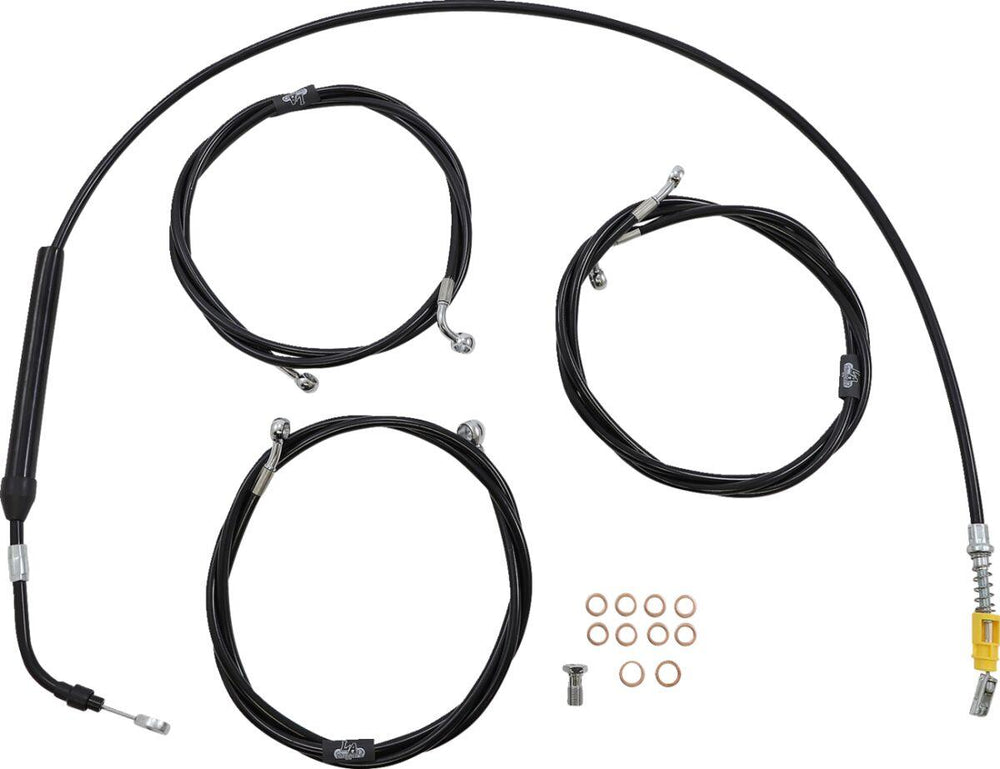 LA Choppers Standard Black Vinyl Handlebar Cable/Brake Hose Kit For Harley Davidson FLH 1868 ABS 2021 30.5 cm - 35.5 cm (12" - 14") - Black