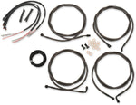 LA Choppers Complete Midnight Braided Handlebar Cable/Brake Hose Kit ABS For Harley Davidson FLHR 1750 2017-2019 30.5 cm - 35.5 cm (12" - 14") - Black/Clear-Coated