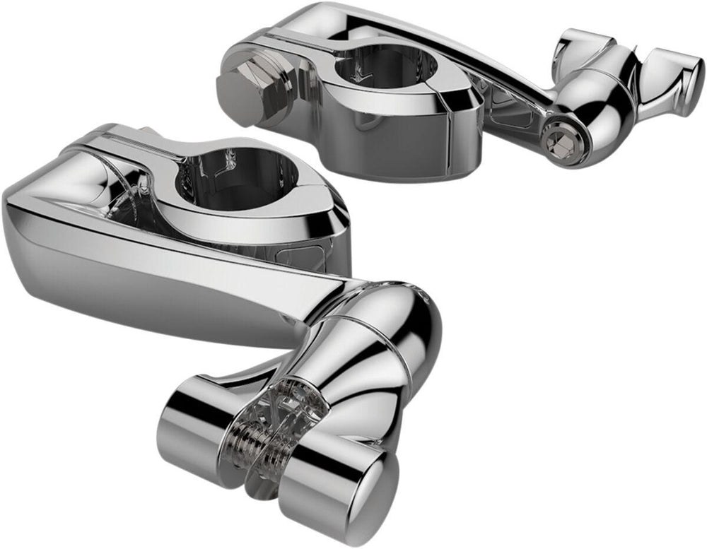 Ciro Extended Engine Guard Highway Peg Hingeless Mounting Clamp Kit - Chrome