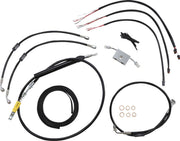 LA Choppers Complete Low Rider Black Vinyl Braided Handlebar Cable/Brake Hose Kit For Harley Davidson FLDE 1750 ABS 2018-2020 38 cm - 43 cm (15" - 17") - Black/Clear-Coated