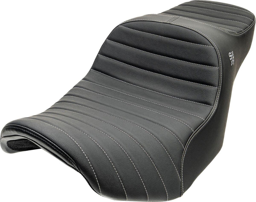 Slyfox Chariot Seat For Harley Davidson FLHRXS 1868 ABS 2024-2025 Classic Stitch Silver Logo - Black