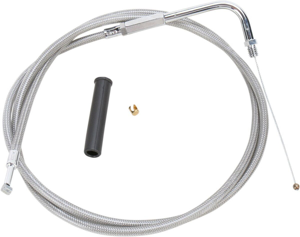 Drag Specialties Stainless Braided Throttle Cable For Harley Davidson FLHR 1340 1994-1995 127 cm (50") - Silver Unfinished