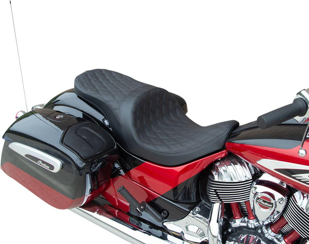 Drag Specialties Forward Positioned Low-Profile Touring Seat For Indian Chief 111 2014-2020 Black Stitching Double Diamond - Black