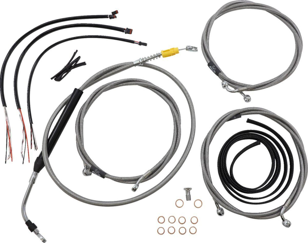 LA Choppers Handlebar Cable/Brake Hose Kit For Harley Davidson FLH 1868 ABS 2021 38 cm - 43 cm (15" - 17") - Clear-Coated