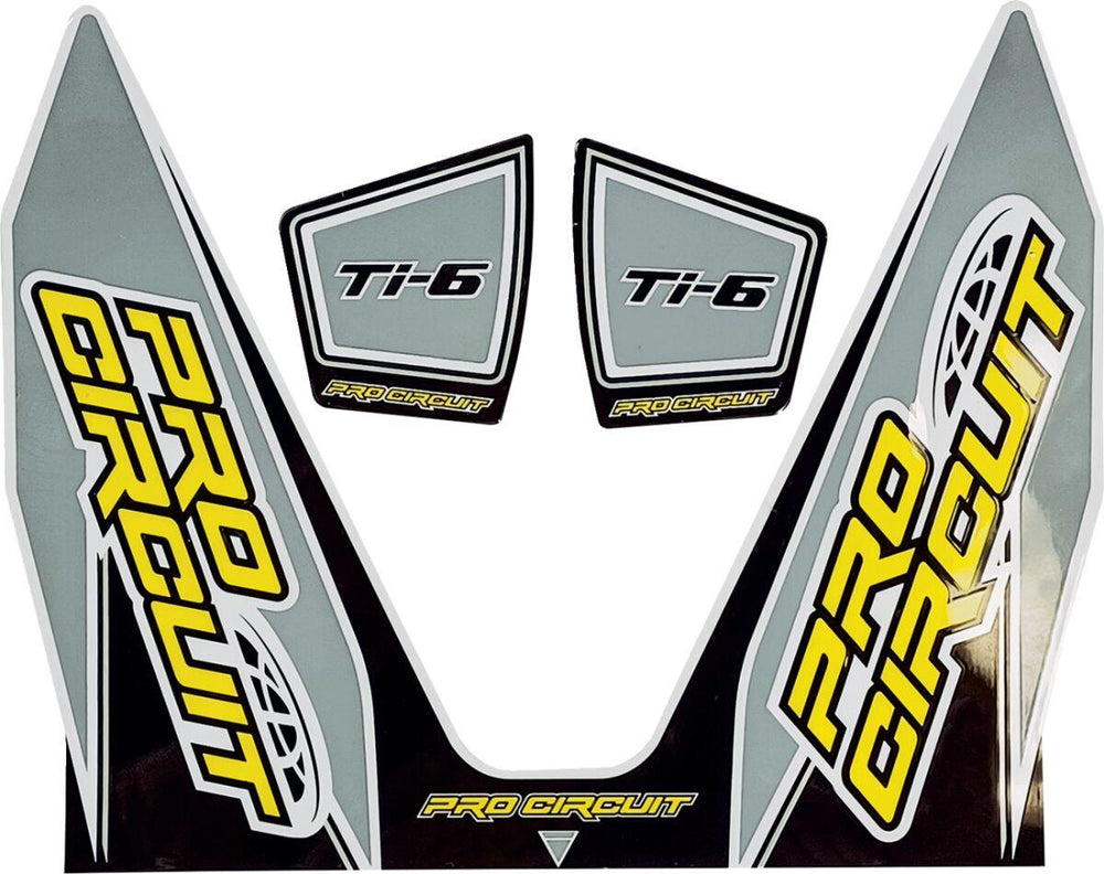 Pro Circuit Ti-6 Exhaust Decals - Black Grey White Yellow