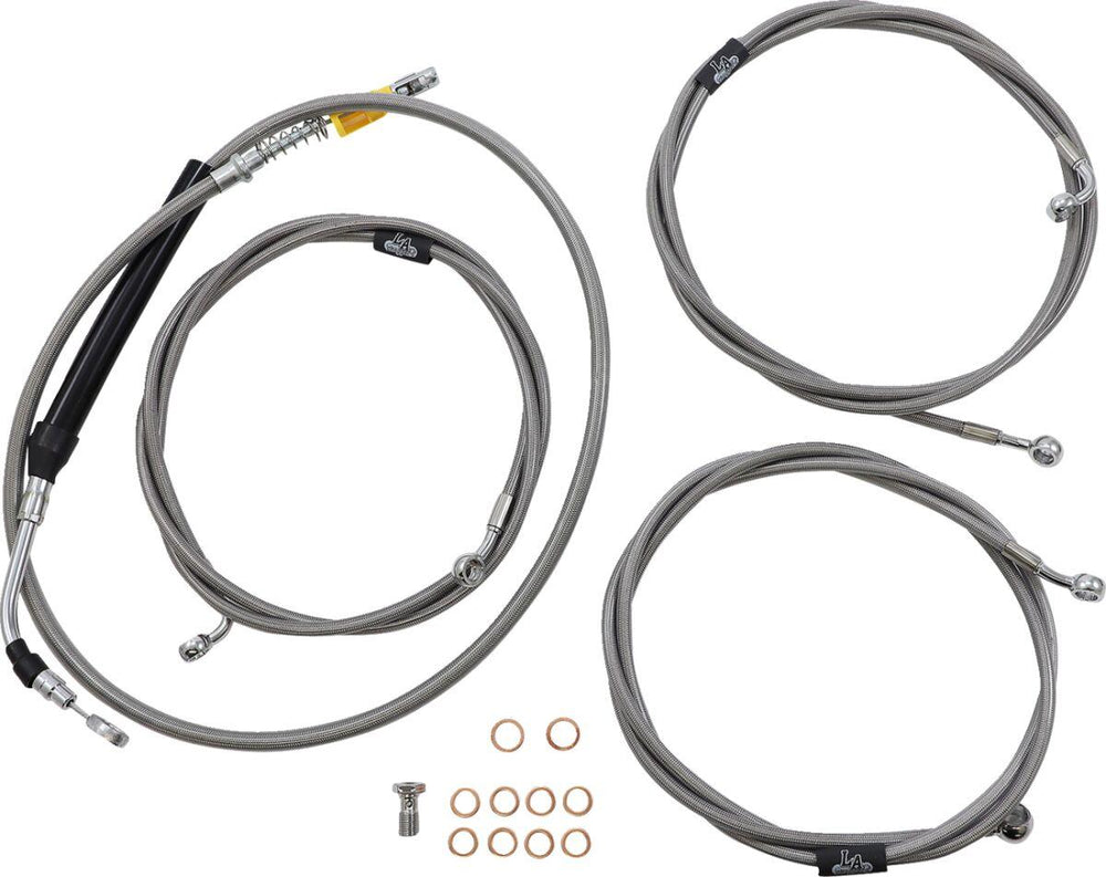 LA Choppers Standard Stainless Braided Handlebar Cable/Brake Hose Kit For Harley Davidson FLH 1868 ABS 2021 30.5 cm - 35.5 cm (12" - 14") - Silver