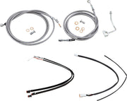 Burly Handlebar Cable Brake Hose Kit For Harley Davidson FLHR 1750 2017-2020 35.5cm (14") - Silver