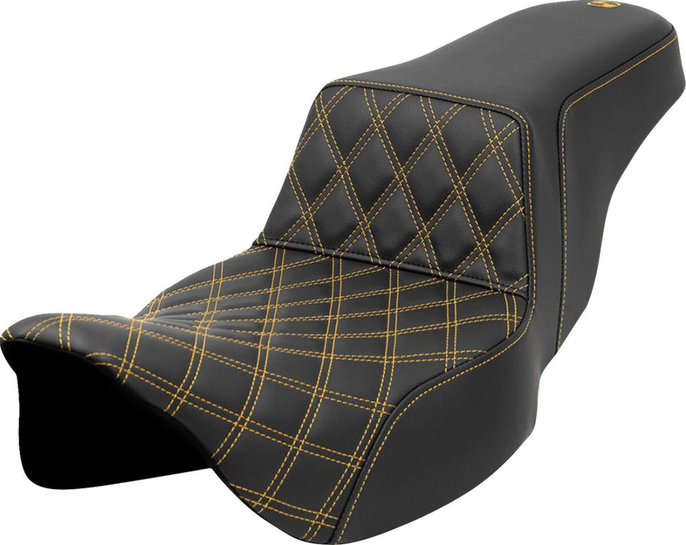Saddlemen Lattice Stitch Step Up Seat For Harley Davidson FLH 1868 ABS 2021 - Black/Gold