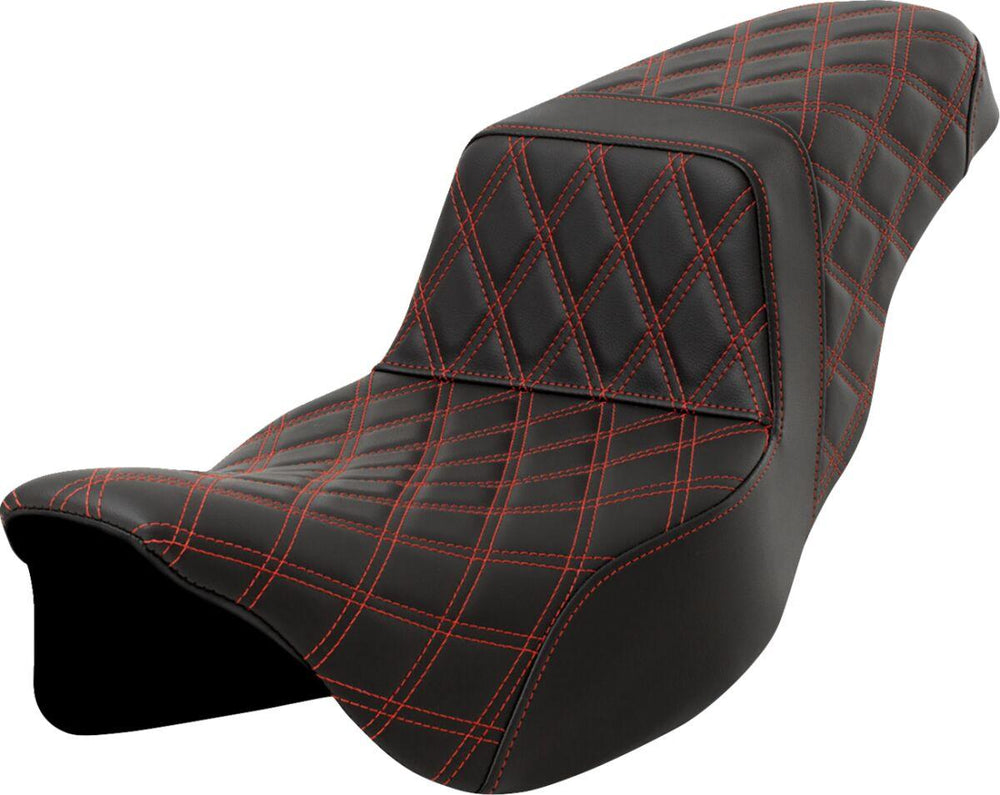 Saddlemen Lattice Stitch Step Up Seat For Harley Davidson FLHR 1584 2008 - Black/Red (Driver Seat Length: 40.5 cm)