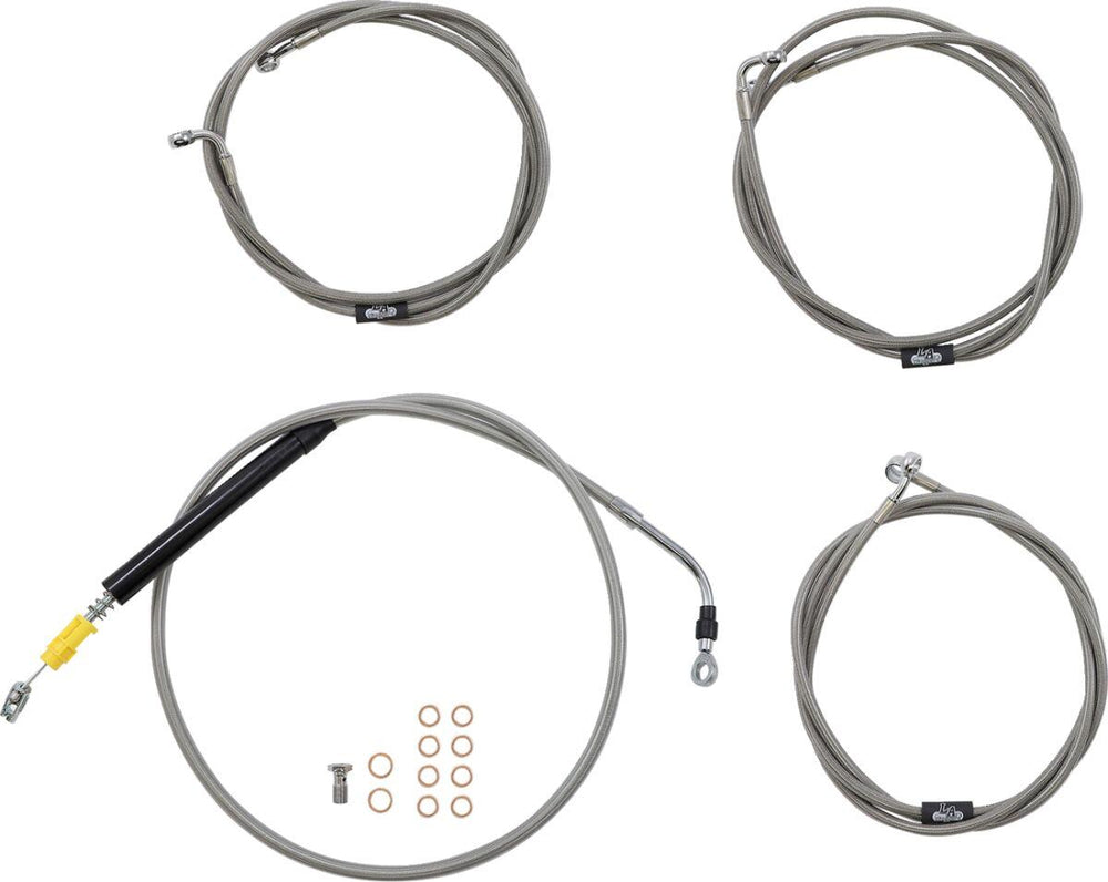 LA Choppers Standard Stainless Braided Handlebar Cable/Brake Hose Kit For Harley Davidson FLH 1868 ABS 2021 45.5 cm - 51 cm (18" - 20") - Clear-Coated