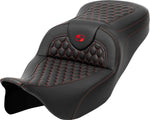 Saddlemen Honeycomb Roadsofa Seat For Harley Davidson FLH 1868 2021 - Black/Red (Driver Seat Length: 39.5 cm)