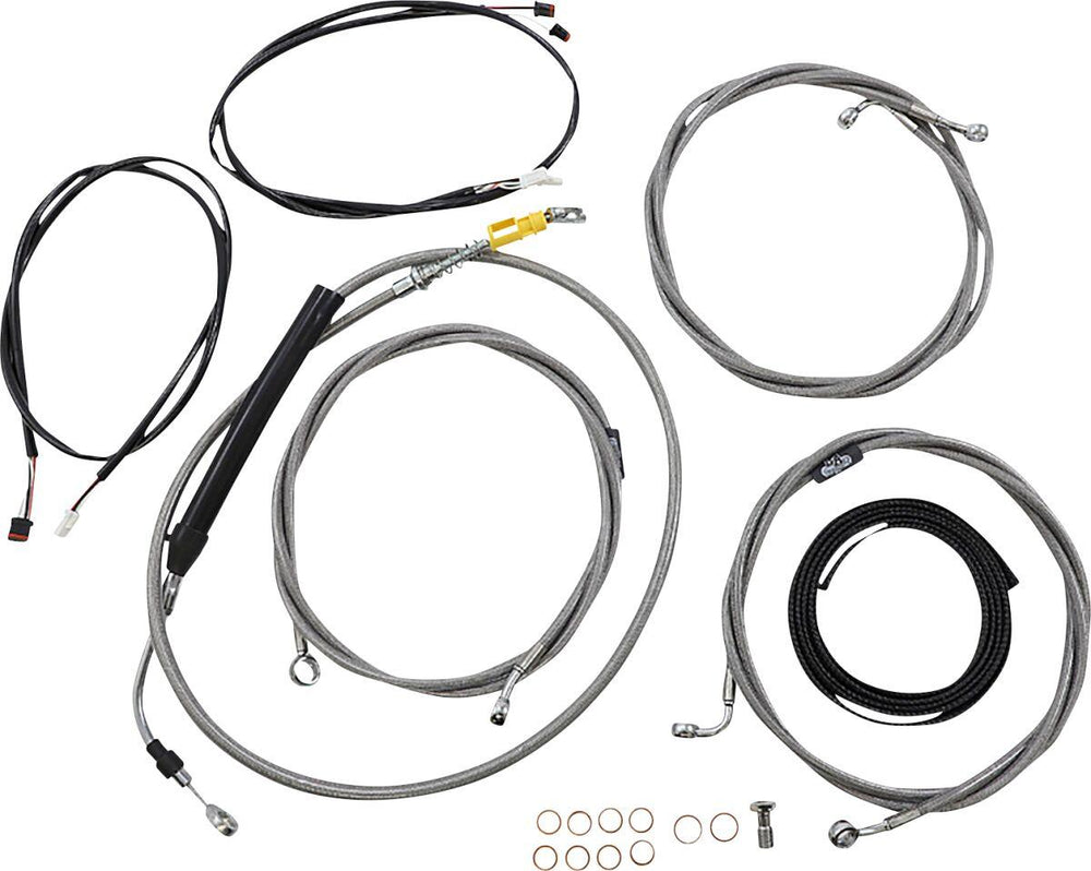 LA Choppers Complete Plug-and-Play Cable Kit For Harley Davidson FLHR 1750 ABS 2021-2022 30.5 cm - 35.5 cm (12" - 14") - Clear-Coated