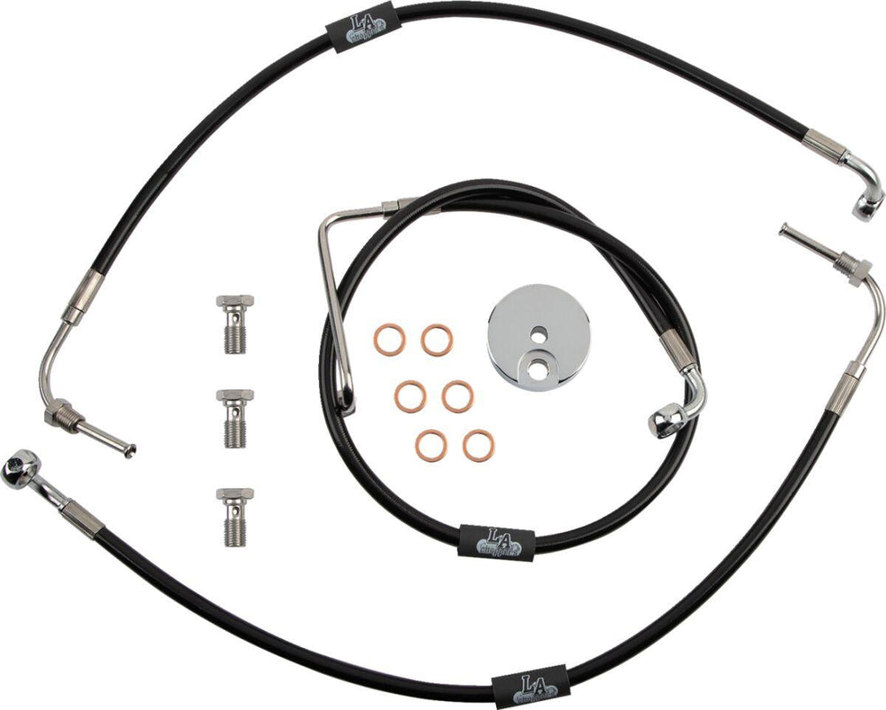 LA Choppers Braided Brake Hose Kit For Harley Davidson FXDF 1584 2008-2011 Front 12" - 14" - Black