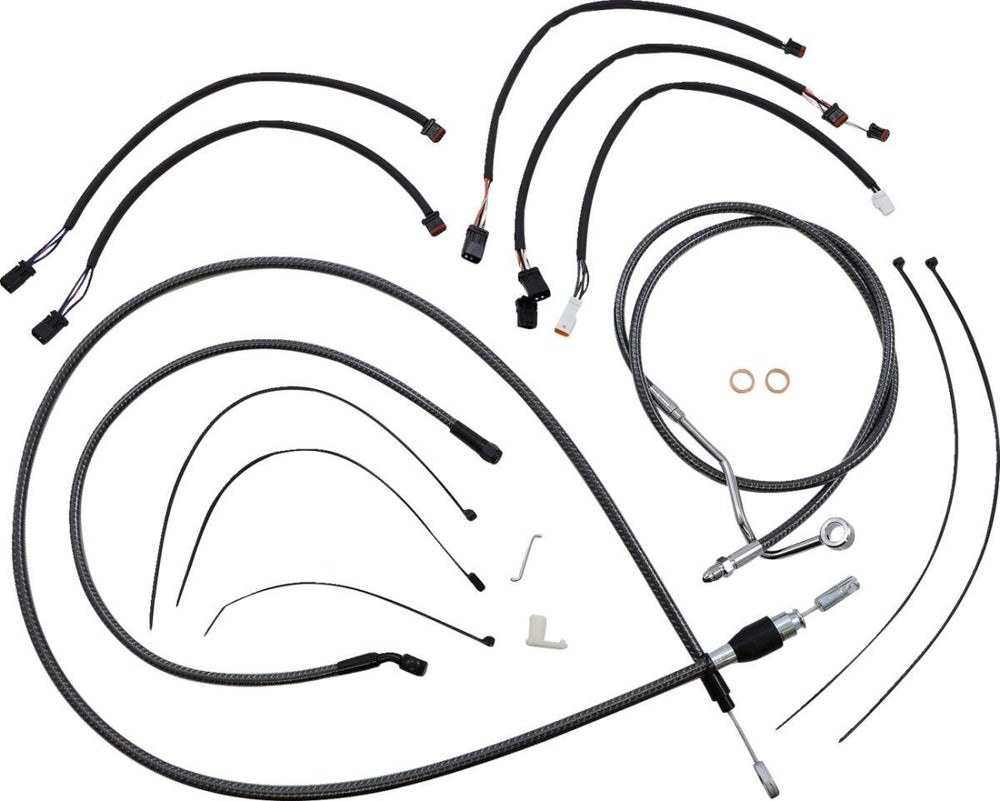 Magnum Shielding KarbonFibr Designer Handlebar Cable Install Kit For Harley Davidson FLHRXS 1868 2021-2024 30.5 - 35.5cm (12" - 14") - Carbon Fiber Silver