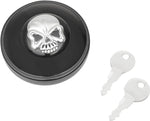 Drag Specialties Screw-In Locking Skull Fuel Cap For Harley Davidson FLD 1690 2012-2013 - Black Chrome