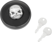 Drag Specialties Screw-In Locking Skull Fuel Cap For Harley Davidson FLD 1690 2012-2013 - Black Chrome