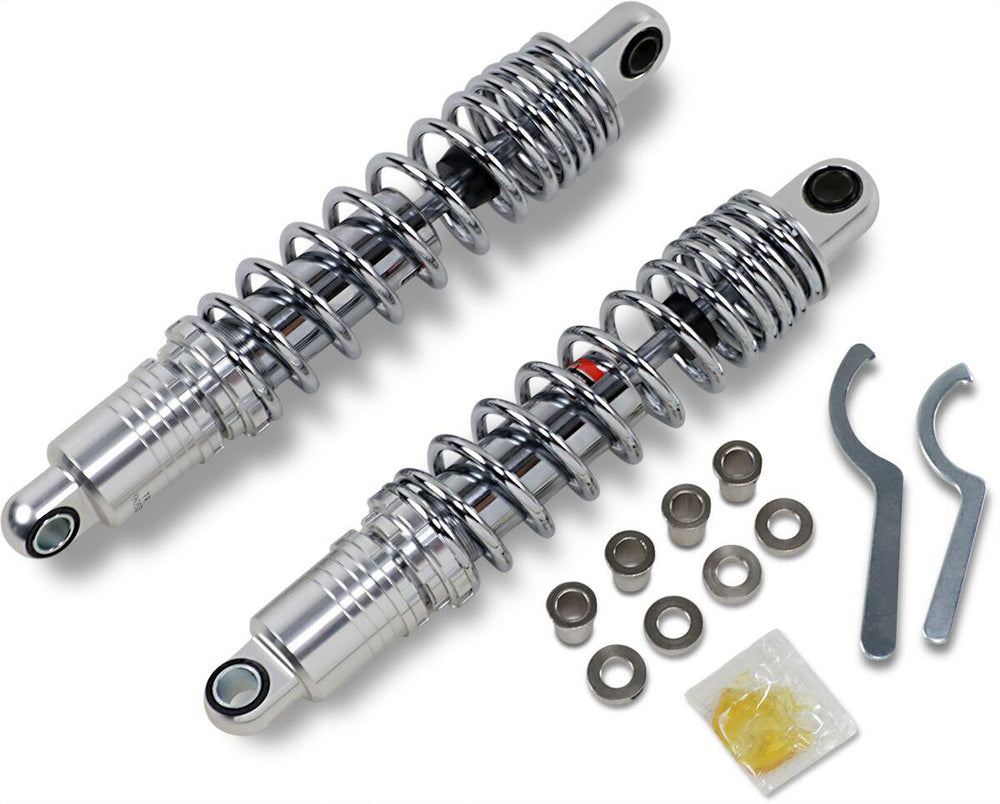 Drag Specialties Premium Ride-Height Adjustable Shocks For Harley Davidson FXLR1340 1987-1994 Rear 342.90 mm (13.50") - Black Chrome