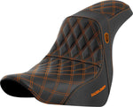 Saddlemen Pro Series SDC Performance Black Gripper Lumbar Grip Seat For Harley Davidson FLSB 1750 2018-2021 - Black/Orange