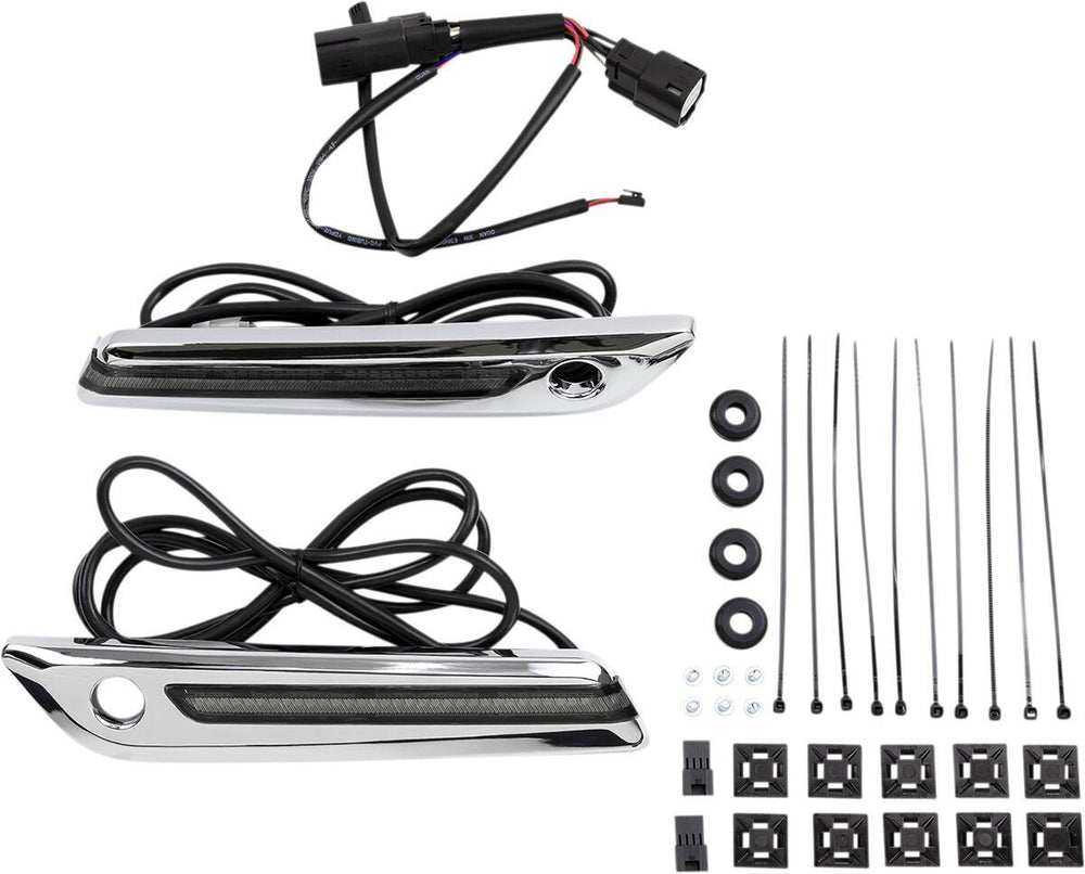 Ciro LED Saddlebag Hinge Covers For Harley Davidson FLH 1868 ABS 2021 - Chrome/Grey/Smoke