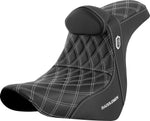 Saddlemen Pro Series SDC Performance Black Gripper Lumbar Grip Seat With Backrest For Harley Davidson FLSB 1750 2018-2021 - Black/White