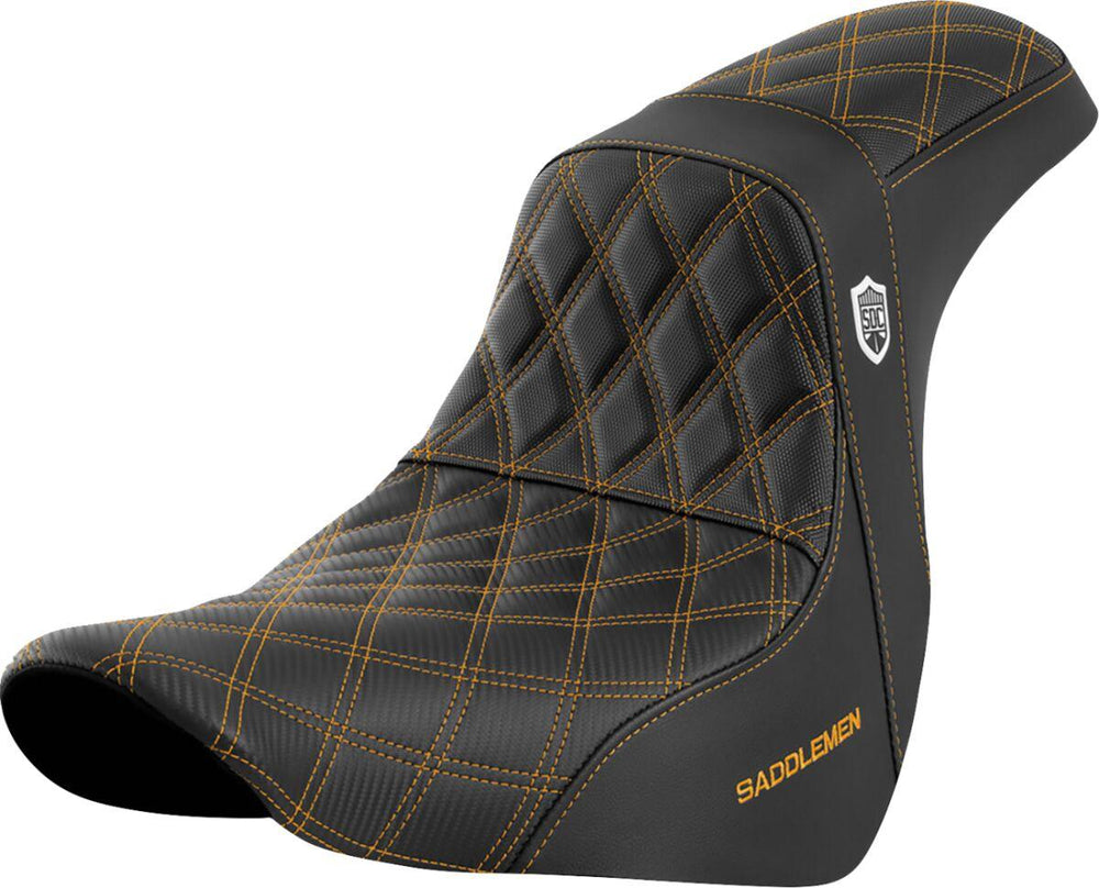 Saddlemen Pro Series SDC Performance Black Gripper Lumbar Grip Seat For Harley Davidson FLSB 1750 2018-2021 - Black/Gold