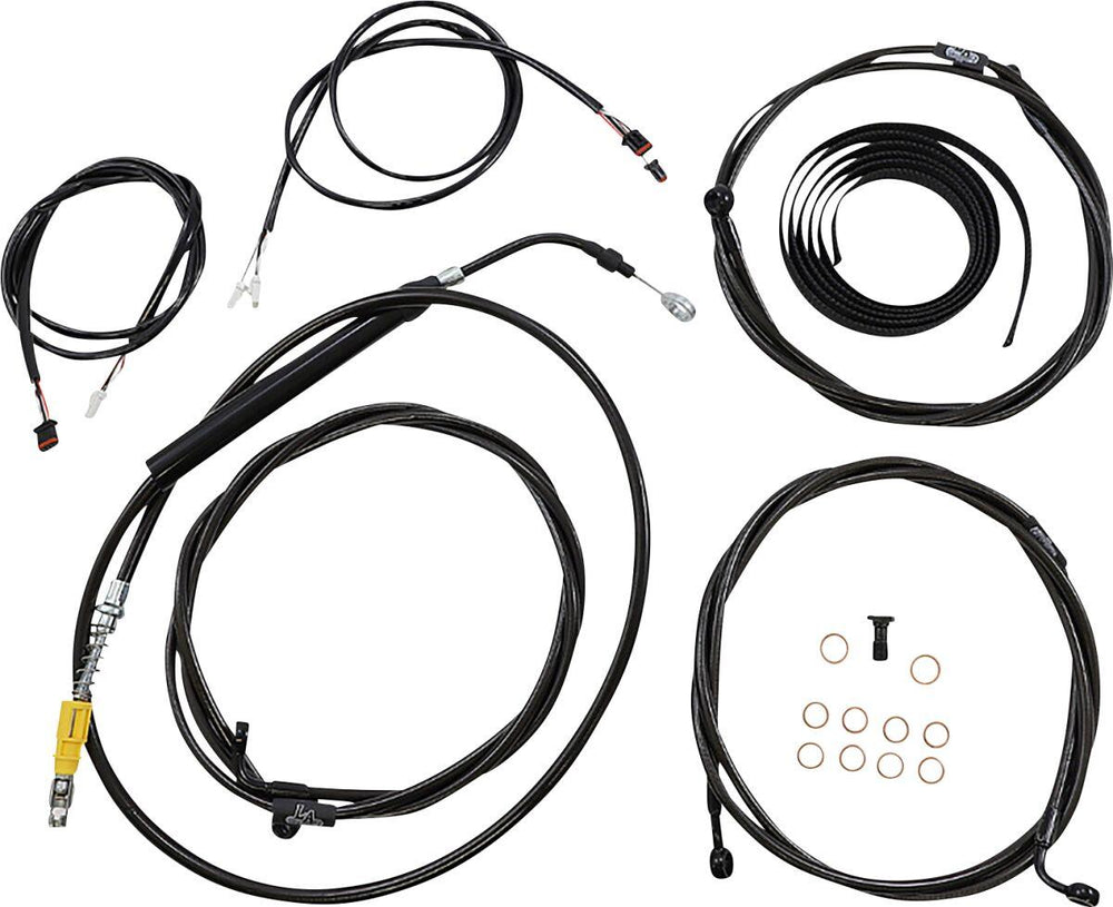 LA Choppers Complete Plug-and-Play Cable Kit For Harley Davidson FLHR 1750 ABS 2021-2022 38 cm - 43 cm (15" - 17") - Black/Clear-Coated