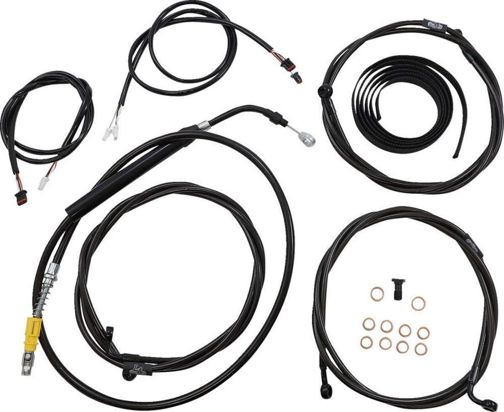 LA Choppers Midnight Complete Plug-and-Play Cable Kit For Harley Davidson FLH 1868 ABS 2021 30.5 cm - 35.5 cm (12" - 14") - Black/Clear-Coated