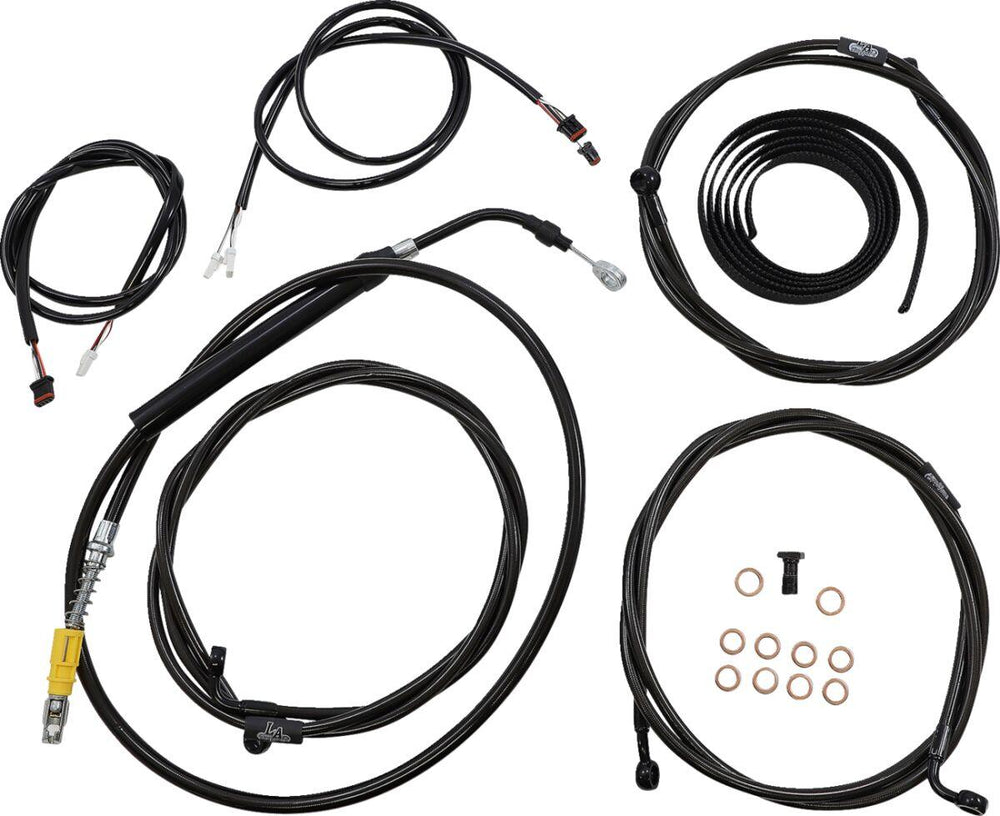 LA Choppers Complete Plug-and-Play Cable Kit For Harley Davidson FLH 1868 ABS 2021 38 cm - 43 cm (15" - 17") - Black/Clear-Coated