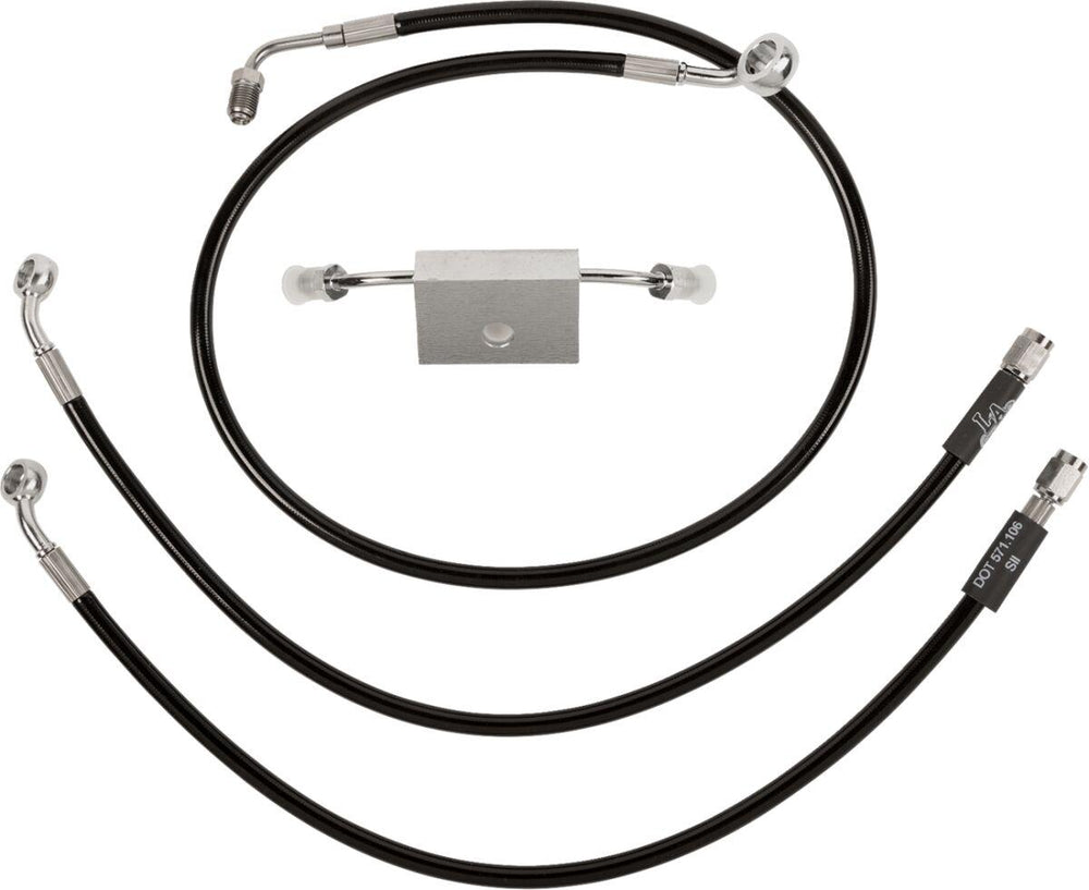 LA Choppers Braided Brake Hose Kit For Harley Davidson FLS 1690 ABS 2014-2017 Front 15" - 17" - Black