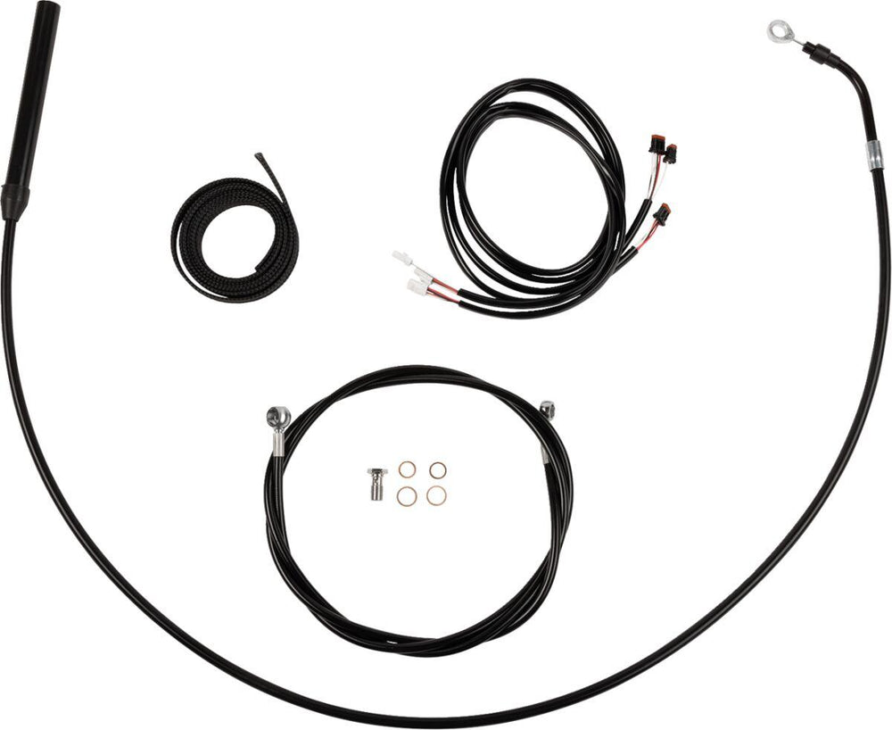 LA Choppers Complete Alternate Length Plug-and-Play Cable Kit For Harley Davidson FLH 1868 ABS 2021 38 cm - 43 cm (15" - 17") - Black/Clear-Coated