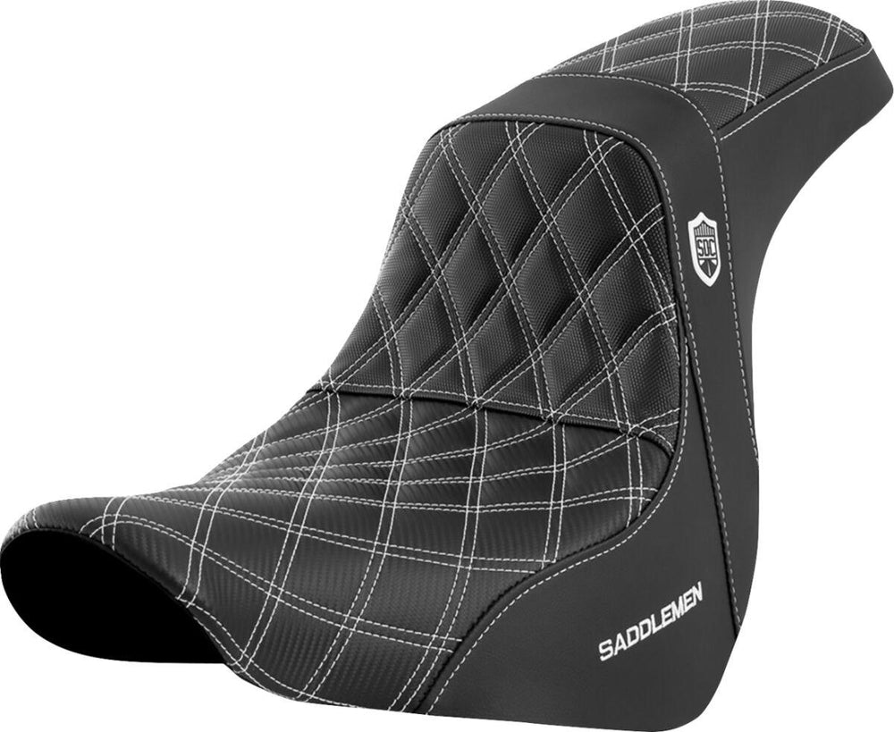 Saddlemen Pro Series SDC Performance Black Gripper Lumbar Grip Seat For Harley Davidson FLSB 1750 2018-2021 - Black/White