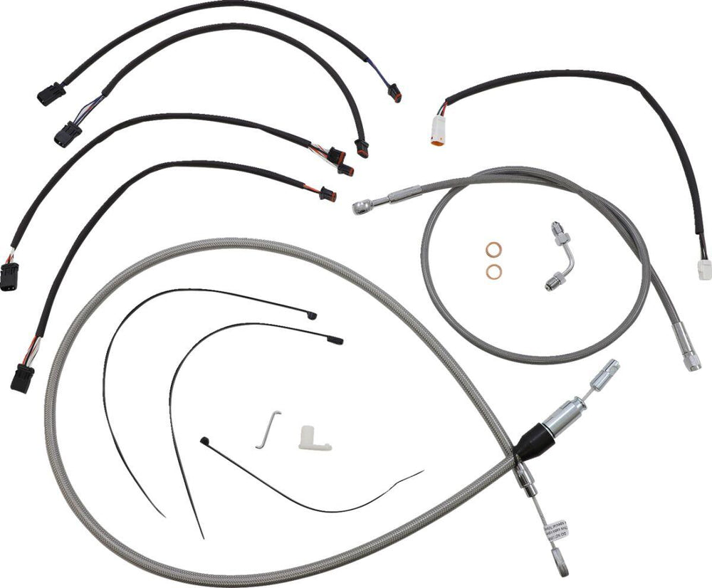 Magnum Shielding XR Handlebar Cable Install Kit For Harley Davidson FLDE 1750 2018-2020 30.5 - 35.5cm (12" - 14") - Chrome/Clear-Coated