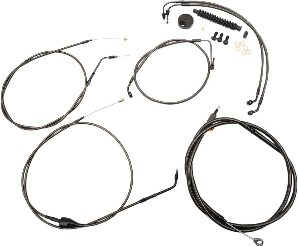 LA Choppers Standard Midnight Braided Handlebar Cable/Brake Hose Kit For Harley Davidson FLHR 1340 1996-1998 45.5 cm - 51 cm (18" - 20") - Black/Clear-Coated
