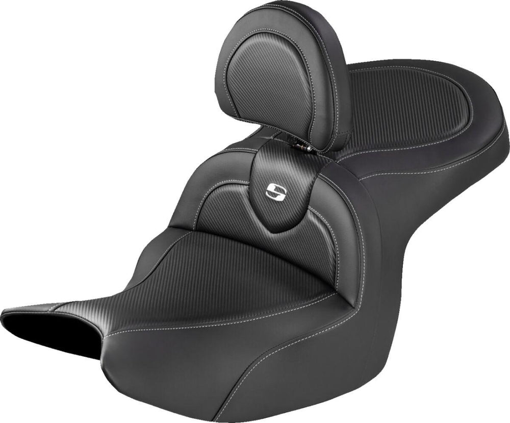Saddlemen Roadsofa Seat With Driver Backrest For Honda GL 1800 ABS 2018-2021 Carbon Fiber - Black