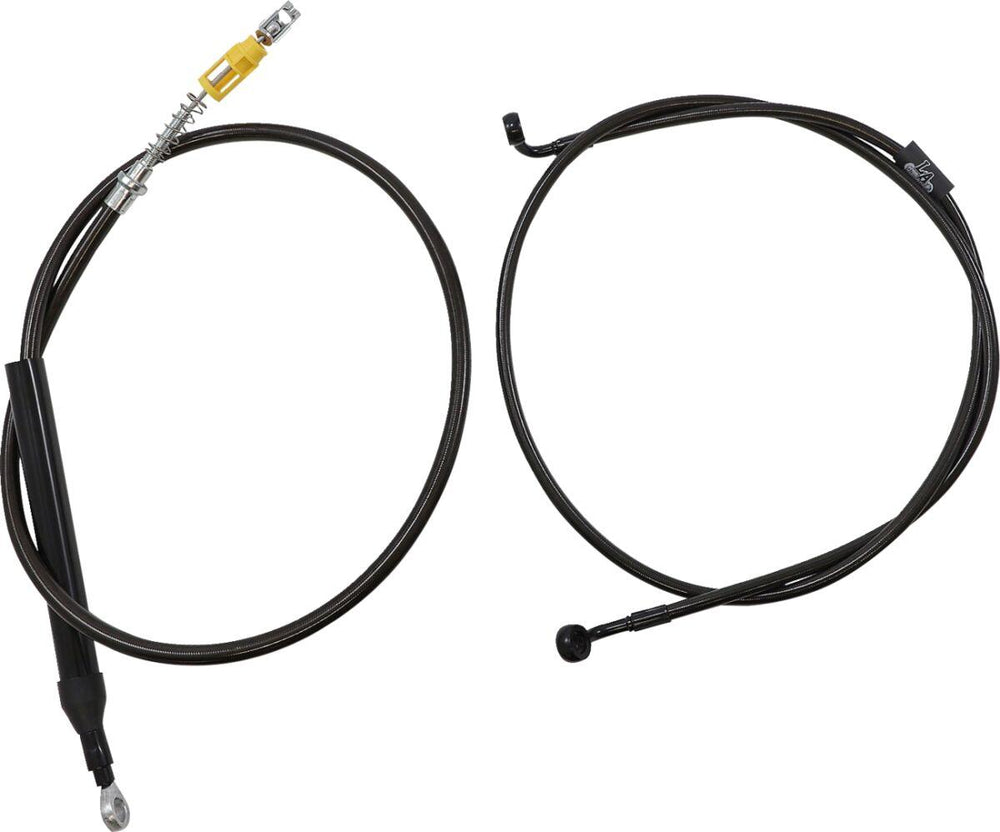 LA Choppers Complete Midnight Braided Handlebar Cable/Brake Hose Kit For Harley Davidson FLDE 1750 ABS 2018-2020 38 cm - 43 cm (15" - 17") - Black/Clear-Coated