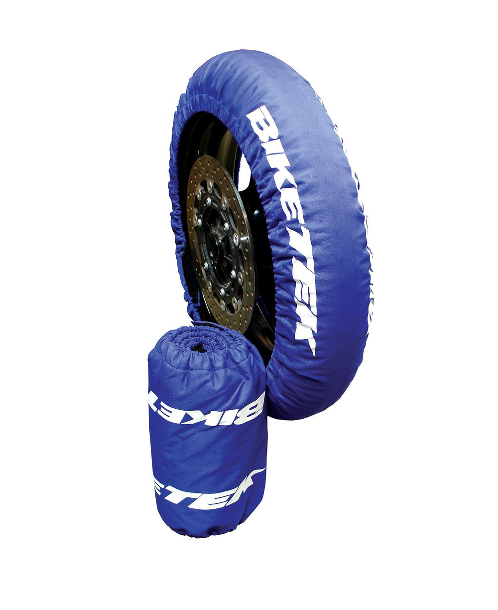 BikeTek Tyre Warmer Set For 120/70-17" Front & 160/60/17" Rear With UK 3 Pin Plug - Blue