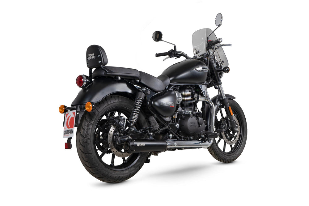 Scorpion Red Power Slip-On Black Ceramic For Royal Enfield Meteor 350 2020-2024