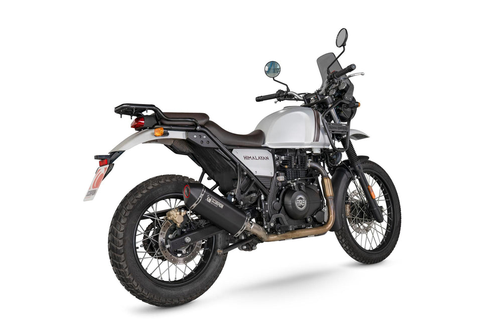 Scorpion Serket Slip-On Black Ceramic For Royal Enfield Himalayan 411 2016-2025