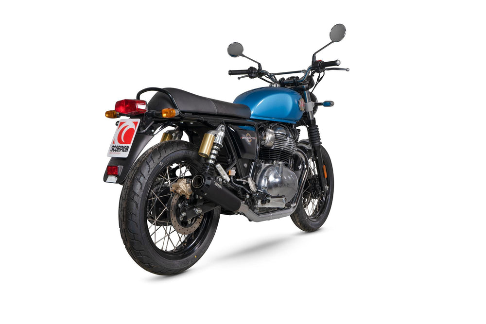 Scorpion Red Power Slip-On Pair Black Ceramic For Royal Enfield Interceptor 650 2019-2024