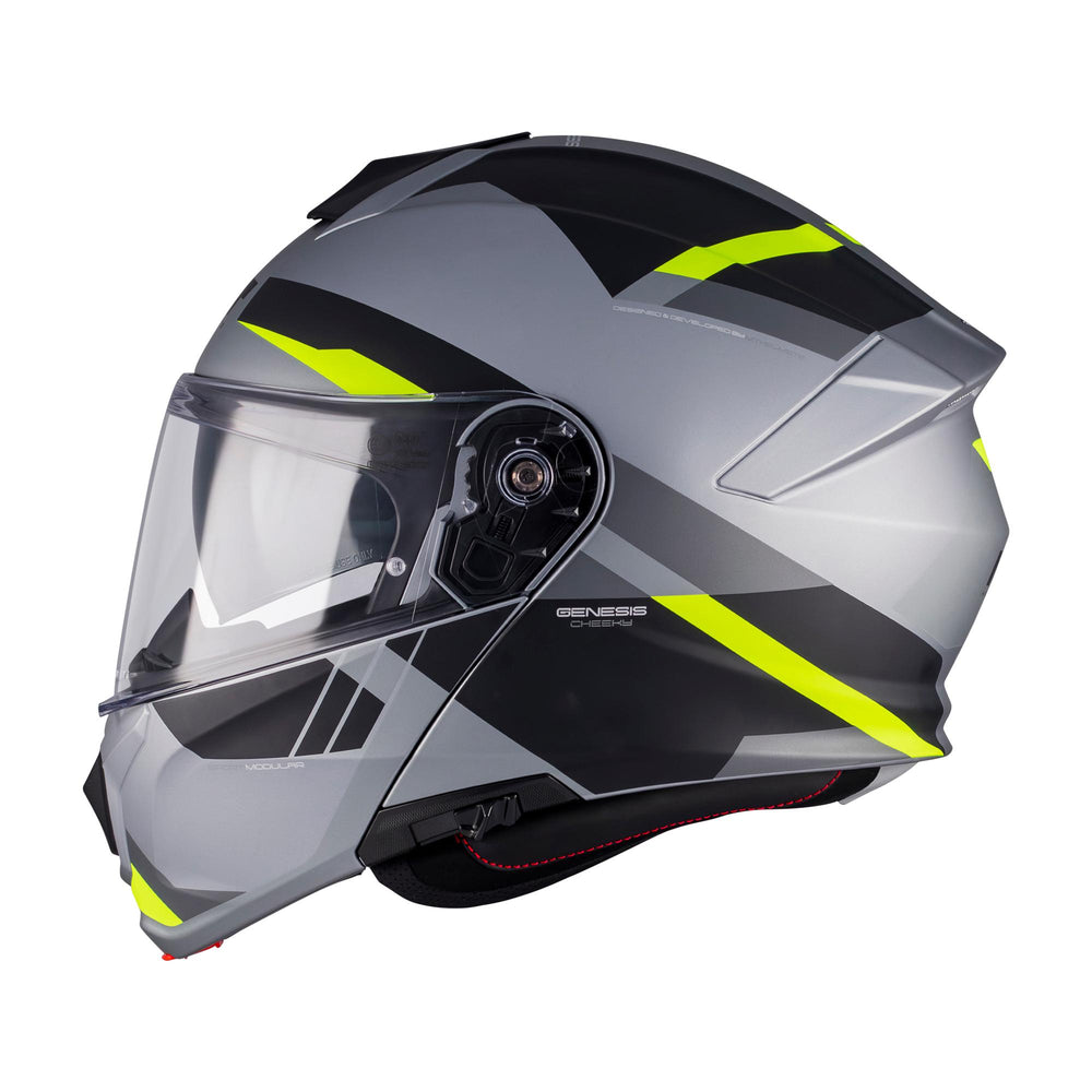 MT Genesis R Cheeky C3 Motorcycle Helmet Matt Grey Fluo
