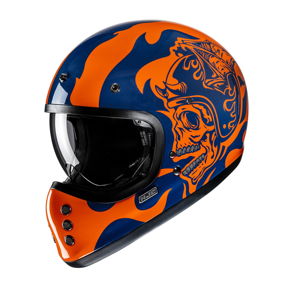 HJC V60 Flame MC27 Blue Orange Motorcycle Helmet