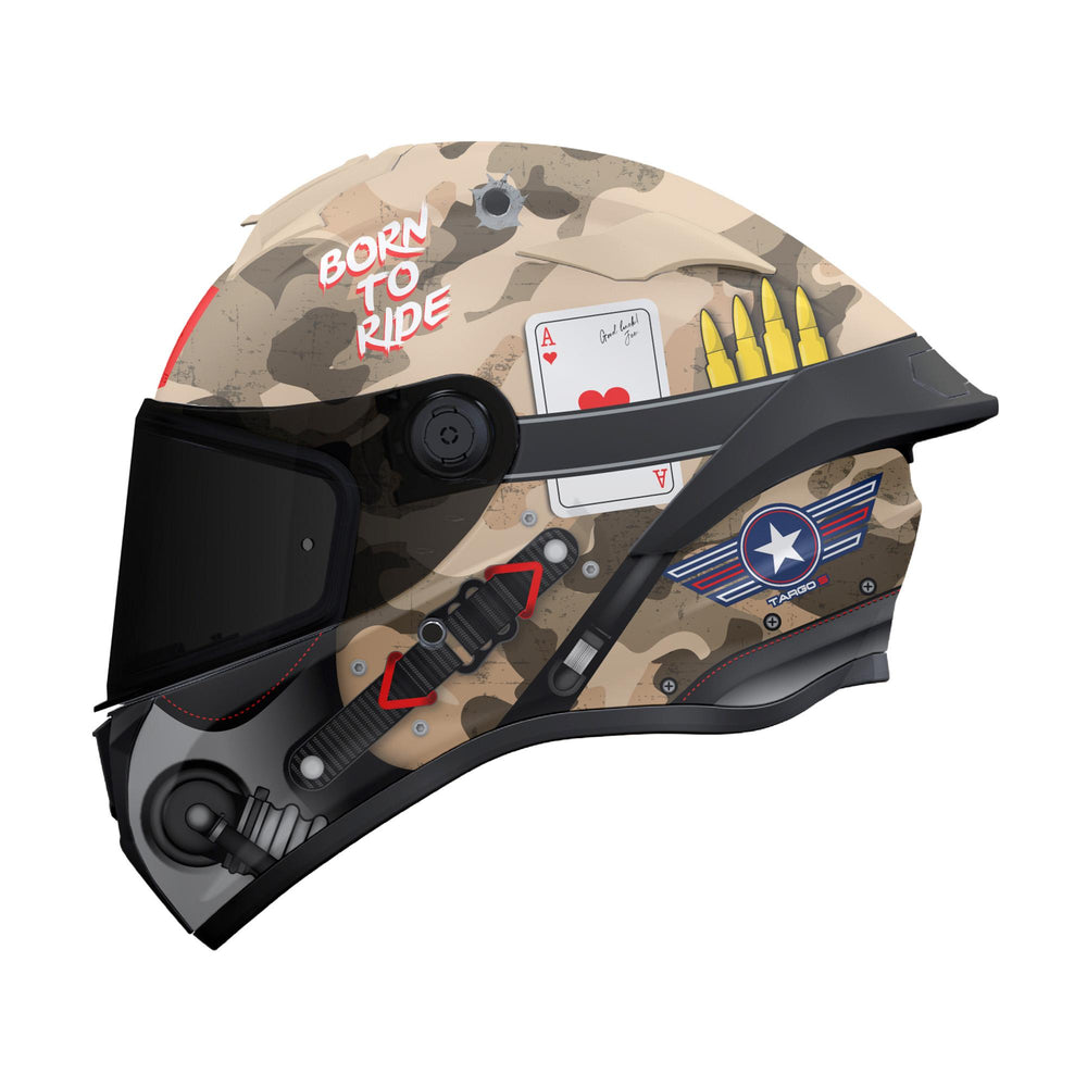 MT Targo S Patton A2 Motorcycle Helmet Matt Sand Camo