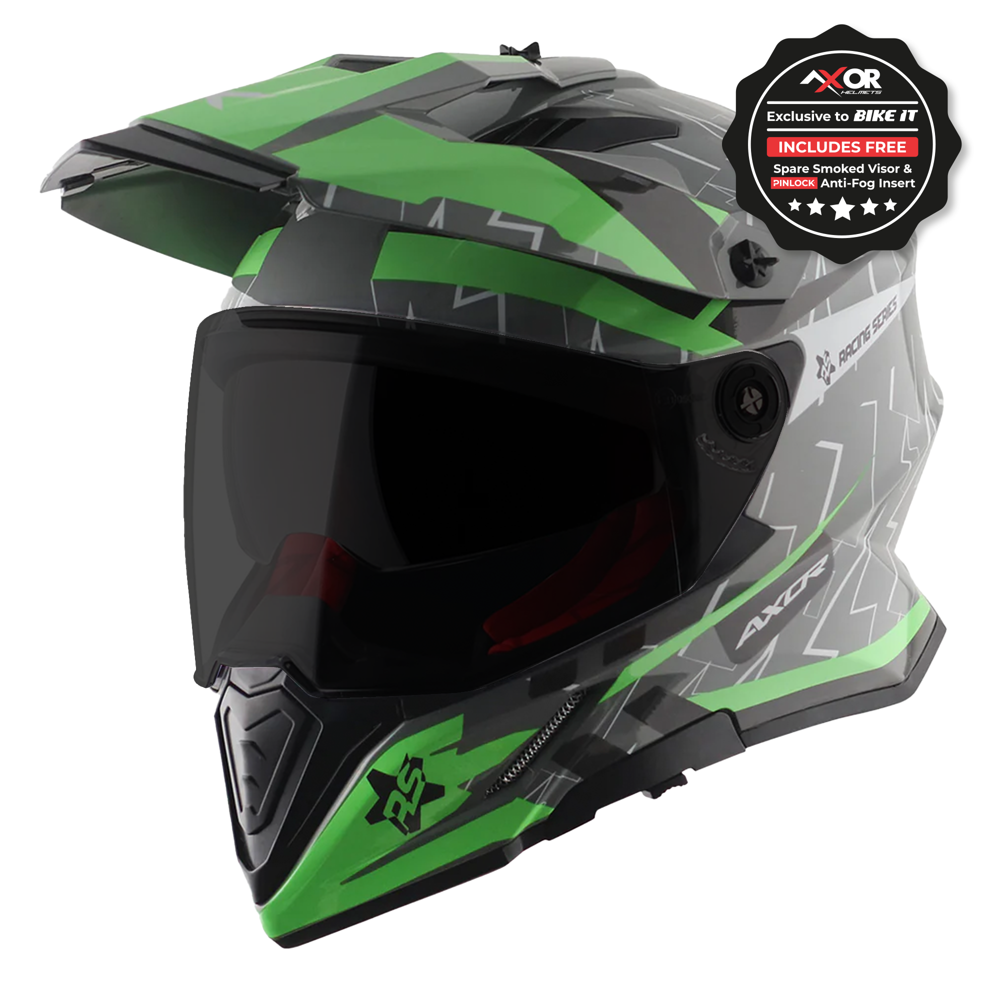 Axor X-Cross Adventure Helmet - Flash Cool Grey/Green Gloss – Ghostbikes