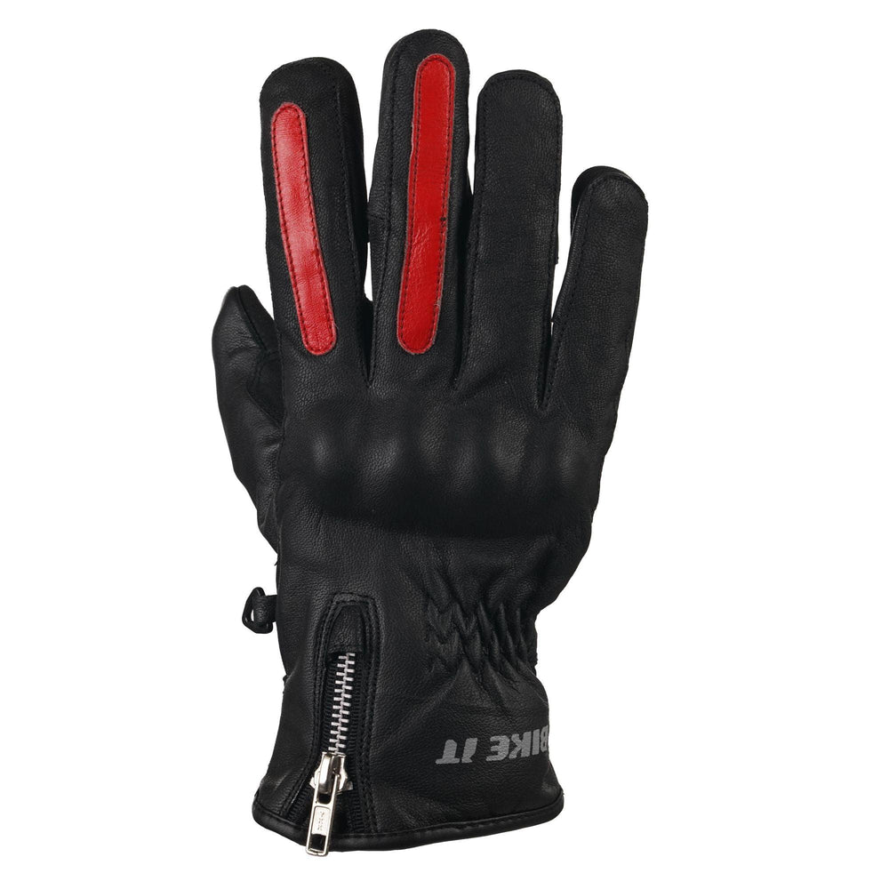 Bike It  AMP Road Leather Motorcycle Gloves Black/Red