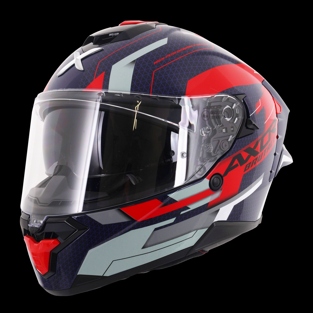 Axor Brutale Full Face Helmet With Dual Spoiler - Plexus Blue Red